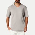 thumbnail image 1 of pstuiky camisetas de hombre, Camisa/top informal de color liso con solapa de moda de verano para hombre camisetas de hombre l, 1 of 9