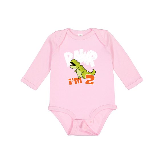 Inktastic RAWR I'm 2 Baby Tyranosaurus Rex Boys or Girls Long Sleeve Baby Bodysuit
