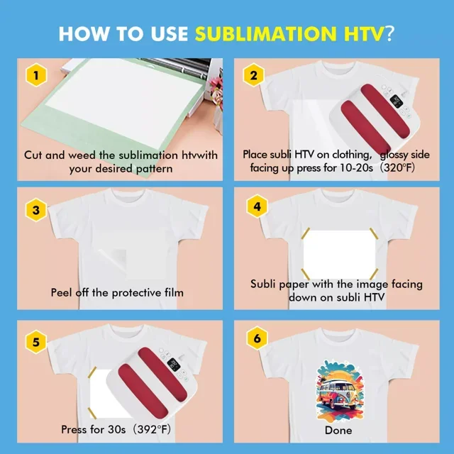 A-SUB  Sublimation HTV Vinyl Rolls, Matte Clear + Matte White, Mixed 2 Rolls, 12 inch X 10 ft Per Roll