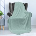 thumbnail image 4 of Cloud Soft Flannel Fleece Throw Blanket, Hand Drawn Clouds with Monochrome Sky Composition Grunge Spring Season, Cozy Plush for Indoor and Outdoor Use, 70" x 90", Almond Green and White, by Ambesonne, 4 of 5
