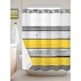 thumbnail image 2 of Coastal Style No Hook Shower Curtain and Liner Set Retro Gray Yellow Stripes Wood Texture Shower Curtains with Snap-in Liner & See Through Top Window Hotel Style for Bathroom Decor 72x78 Inch, 2 of 8
