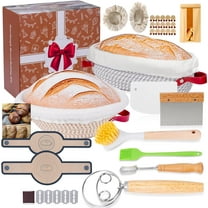 Bread Proofing Basket Set – Pastry Tool & Sourdough Starter Kit for Homemade Bread, 9" Round & 10" Oval Sourdough Baskets with Baking Tools