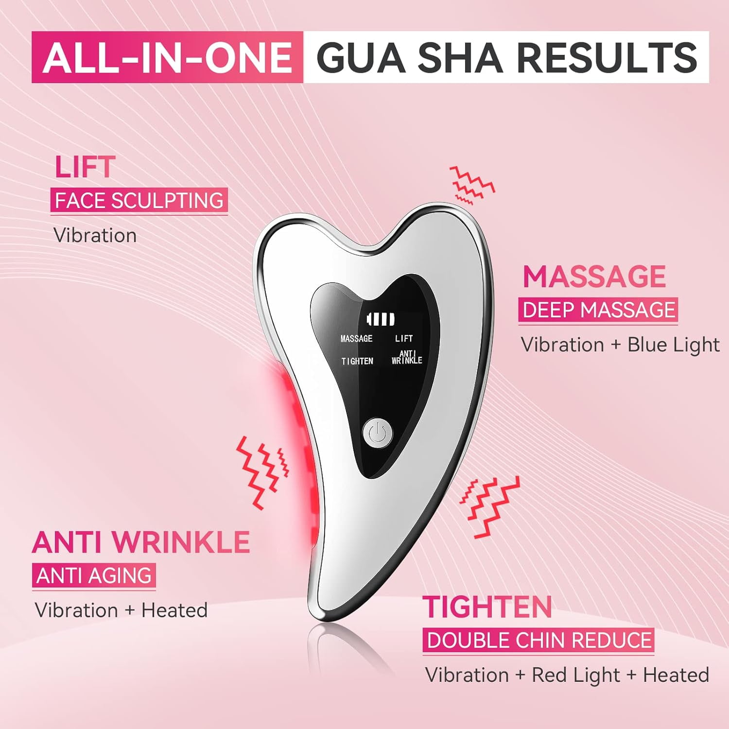 2025  3-in-1 Electric Gua Sha Massager - Heated & Vibrating Face Sculptor with Red Light Therapy for Anti-Aging