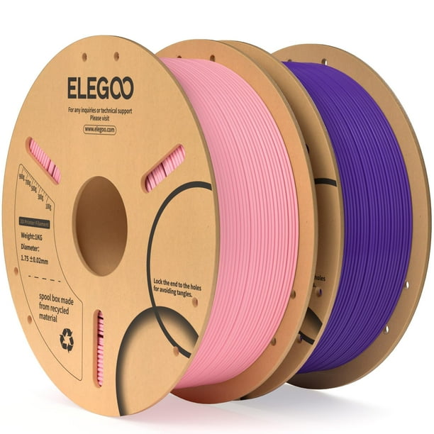 Filamento para impresora 3D ELEGOO PLA, 1,75 mm, rosa y morado, 2 kg