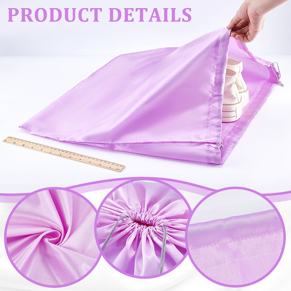 Satin Fabric Shoes Storage Bags Dustproof Drawstring Pouches Packaging Pouches Rectangle Plum 50x60x0.3cm