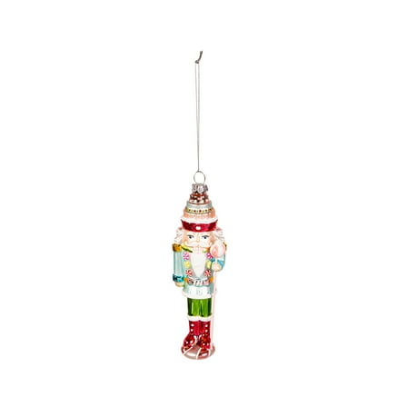 6" Glass Candy Nutcracker Ornament