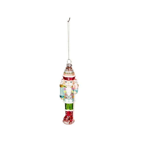 6" Glass Candy Nutcracker Ornament