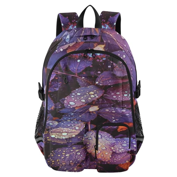 DIXRUYEE Amethyst Dewdrops Backpack for School 14”Laptop Compatible with Reflective Safety Strips
