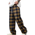 thumbnail image 2 of SAWOBUUN Men's Plaid Lounge Pants Wide Leg Drawstring Elastic Waist Loose Fit Casual Trousers Soft Sports Pajama Pants, 2 of 7