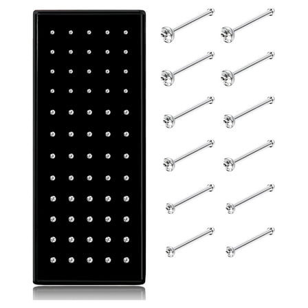 DESIGNICE Studded Nose Piercing Rings, Stainless Steel, White, 1.5-2.5mm, 60-120 Piece
