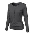 thumbnail image 2 of Clearance! Lisingtool Womens Cardigan Women's Round Neck Cardigan Knitted Long Sleeved Large Yards Loose Solid Color Short Sweater Jacket Cardigan Dark Gray Promotion Sale, 2 of 4