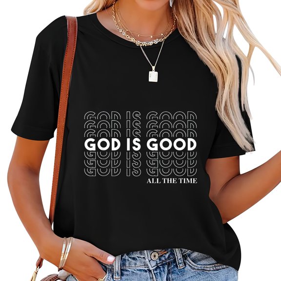 God is Good" Christian Worship Preacher's - Classi Women's Fashion Tee - Printed Graphic Shirt with Personality and Style