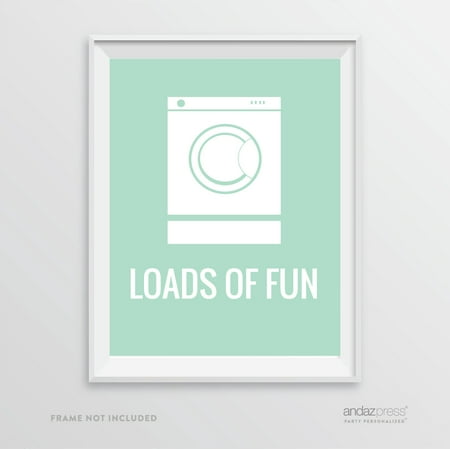 - Loads of Fun Washing Machine Graphic, Mint Green Laundry Room Wall Art Decor Graphic Signs