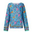 thumbnail image 5 of Women's Autumn Winter Dense Floral Print Top Waffle Henry Shirt for Luxurious and Comfortable Fall Fashion with Floral Designs,Sky Blue,S, 5 of 7