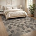 thumbnail image 3 of ODIKA 8'x10' Beige Geometric Checkerboard Tufted Design Washable Area Rug Contemporary Modernist Grid Layout With Rounded Corner for Dining Room, Large Office, Lounge, Non-Slip Chair-Friendly Mat, 3 of 7