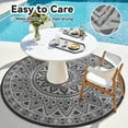 thumbnail image 3 of VUNATE Outdoor Rug 6'x6' Round Patio Rug Waterproof Woven Plastic Indoor Outdoor Mat for Picnic RV Porch Camping Reversible Lightweight Boho Outside Rug Gray Beige, 3 of 7