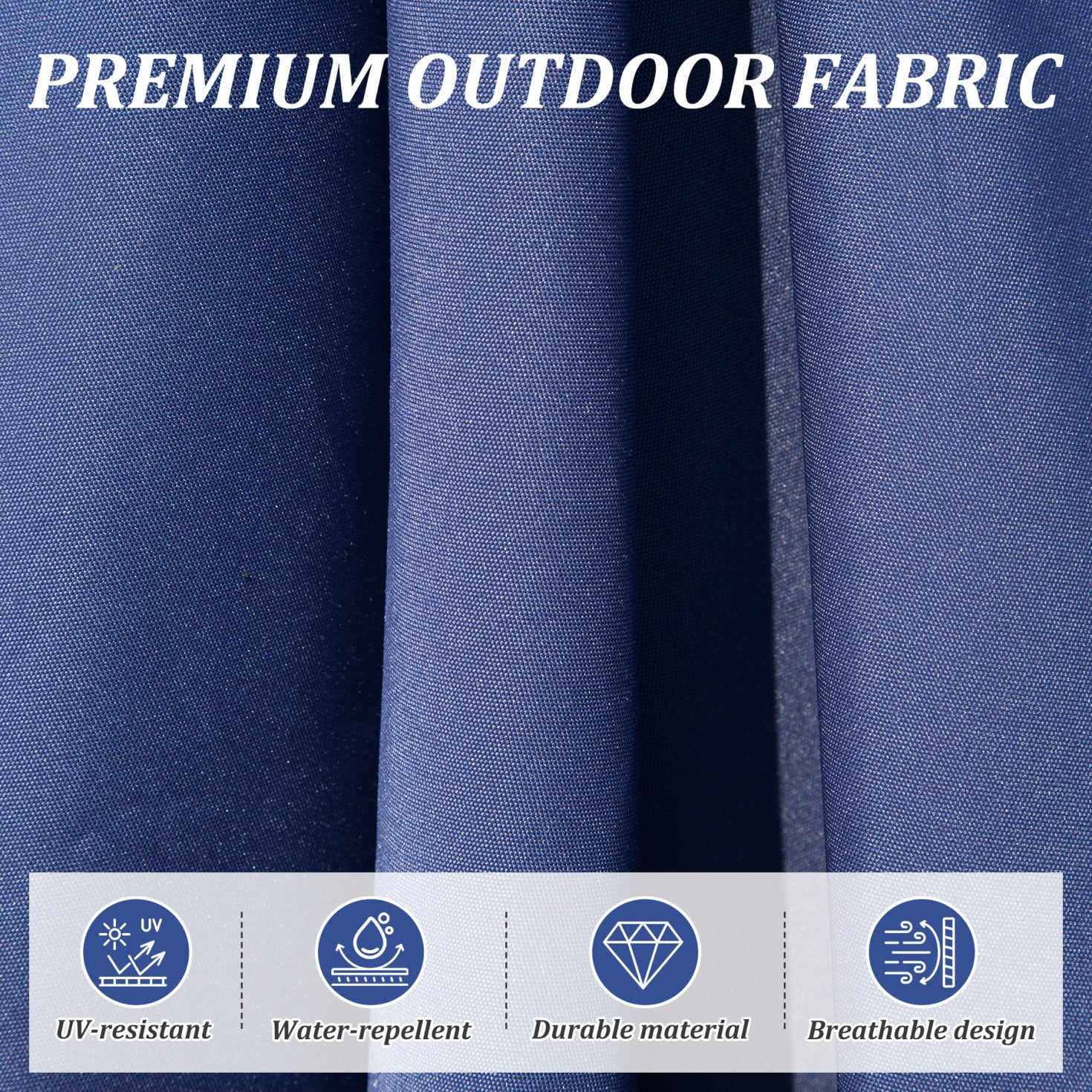 10FT Outdoor Patio Umbrella, Rectangle Market Umbrella with Push Button Tilt and Crank, Table Umbrella 8 Sturdy Ribs UV Protection for Deck, Backyard, Pool, Navy Blue