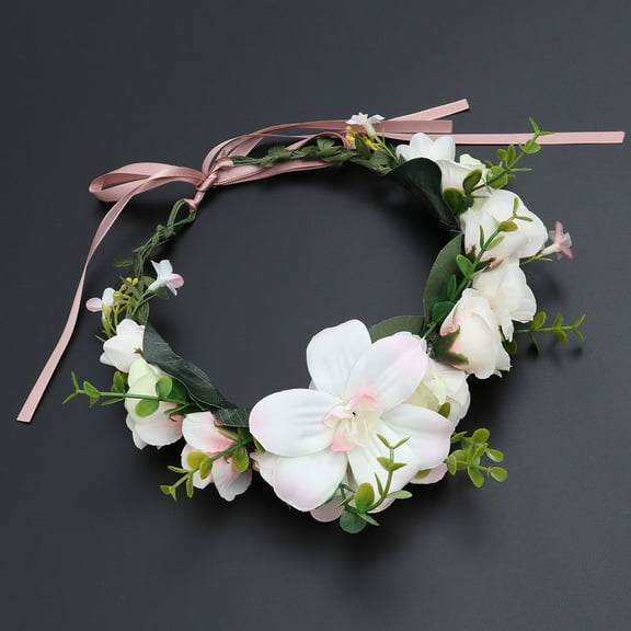 Supvox Bridal Headband Flower Wreath Headband Crown Plastic 1Pcs for Festival