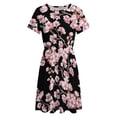 thumbnail image 4 of Cherry Blossom Print Sundress Short Sleeve Dress Summer Women Clothes Dress for Women Dresses, 4 of 7
