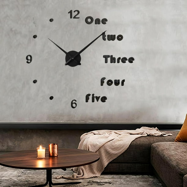 Relojes de Bricolaje Pegatinas de Pared Numeros arabes en Ingles Sin Marco Reloj de Pared 3D Alimentado Por Bateria para Sala de Estar Hotel Guarder Negro mayimx Reloj de pared de bricolaje