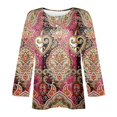 thumbnail image 3 of MHFRRA Camiseta de Manga Larga con Cuello Redondo y Estampado Floral para Mujer, Estilo Informal y Elegante. Rosa Fuerte, 3 of 4