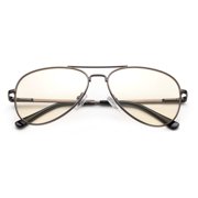 Kids Teens Blue Light Blocking Glasses - Anti Eyestrain - Computer Video Gaming Eyeglasses for Boys & Girls - Stylish Aviator Metal Frame with Spring Hinge Gaming Glasses