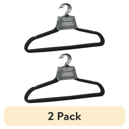 (2 pack) Better Homes & Gardens Non-Slip Velvet Clothing Adult Hangers, Black, 5 Count