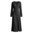 thumbnail image 5 of PBFRDSJ Women's Long Shirt Dress 3/4 Sleeve Side Slit Button Down Dress Loose Flowy Solid Beach Sundress, 5 of 7