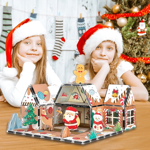 Picasso Tiles Gingerbread House Magnetic Tiles for Kids – 45pc Stem Building Blocks Set, Educational Construction Learning Toy
