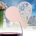 thumbnail image 5 of 50pcs Heart Shape Wedding Hollow Name Place Cards For Wine Glass Table Decoration(Pink), 5 of 8