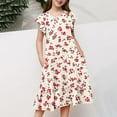 thumbnail image 5 of Zpanxa Robes Florales pour Filles Été Manches Courtes Manches Volantées Col Rond Imprimé de Fleurs Taille Poche Robe Superposée Polyester Spandex Multicolore 12-13 Ans, 5 of 5