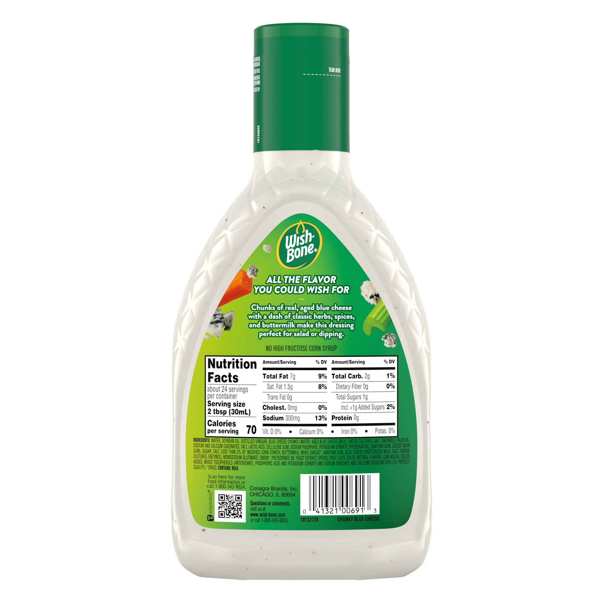 (3 pack) Wish-Bone Chunky Blue Cheese Salad Dressing, 24 fl oz