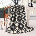 thumbnail image 2 of Black Beige Checkerboard Checkered Pattern Blanket,Comfortable Soft Lamb Wool Throw Blanket,All Season,Warm Lightweight Blankets for Sofa Bed Couch Living Room Chair,60"x80", 2 of 4