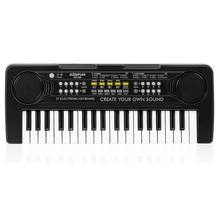 HAOTUTOYS Kids Keyboard Piano, 37 Keys Portable Piano Early Learning Educational Electronic Music Keyboard Instrument Toys for 3 4 5 6 7 8 Year Old Boys and Girls (Black)
