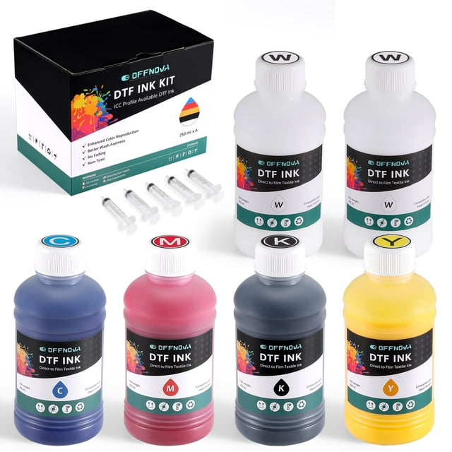 Kit de tinta DTF OFFNOVA 1500 ml CMYK + 2 botellas blancas