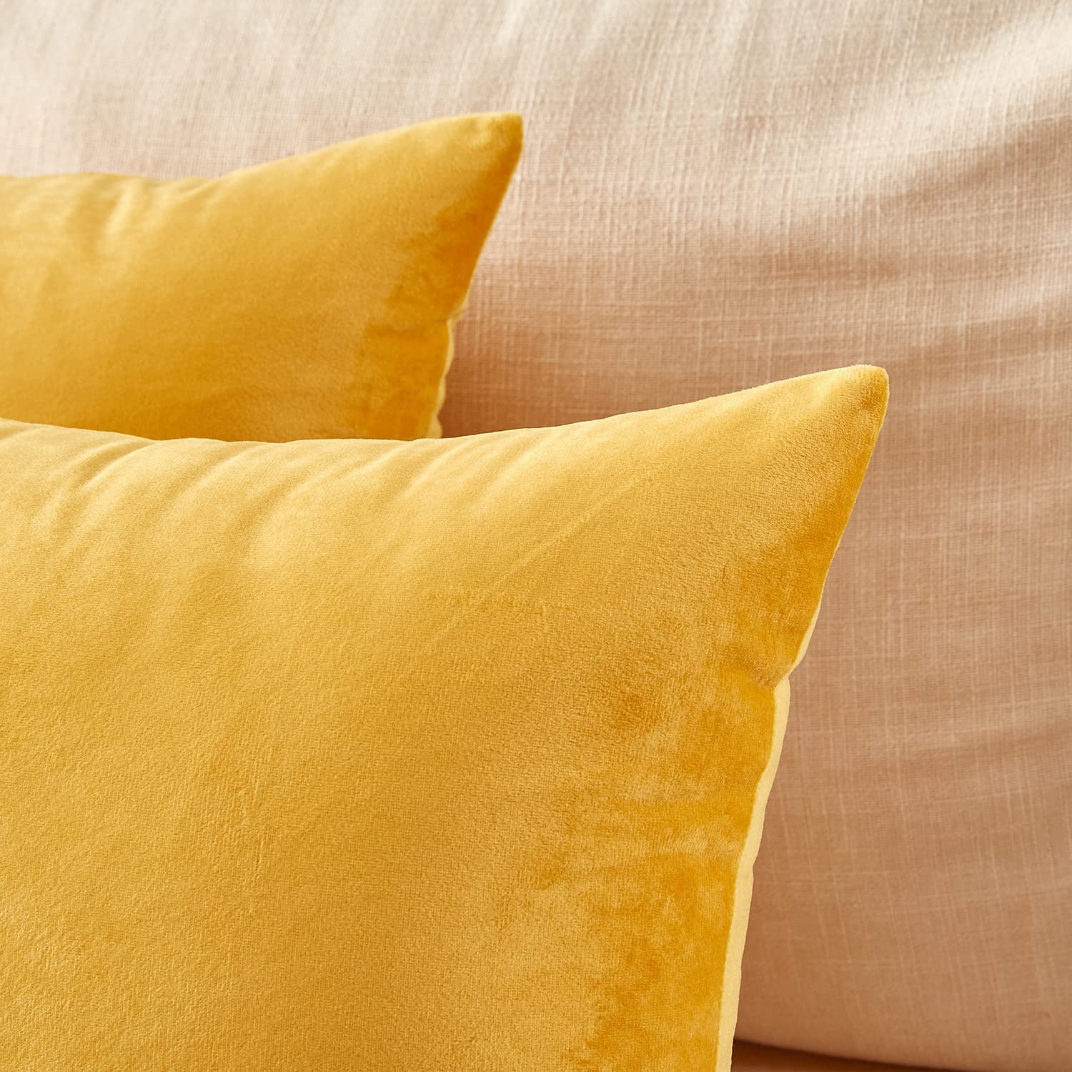 Knubmt Pack of 2 Solid Color Throw Pillow Covers with Zipper, Decorative Pillow Case Soft Velvet Couch Pillow Case for Sofa Bedroom Car, 20 x 20 Inch