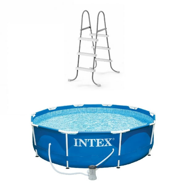 Intex AboveGround Pool Ladder w/ Intex 10 x 2.5Foot Pool Set with