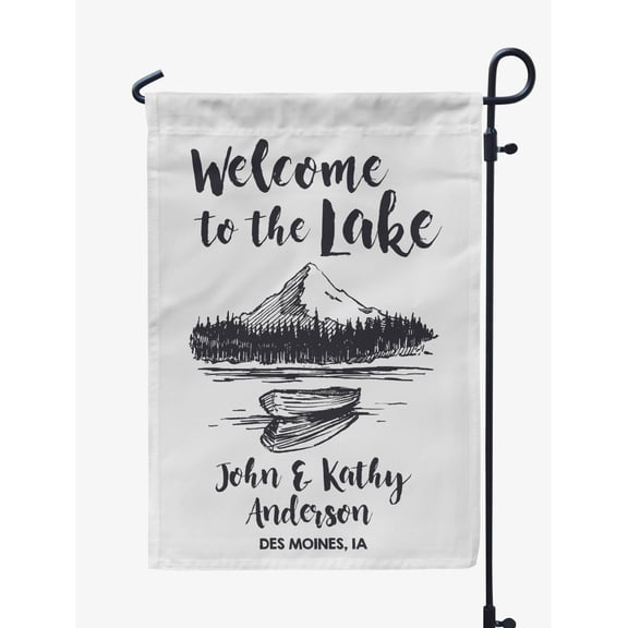 Printtoo White Welcome To The Lake Outdoor 12.5x18 Inches Double SidedFlagsDouble Sided CampFlagCampsiteFlagPersonalized Camping Flags