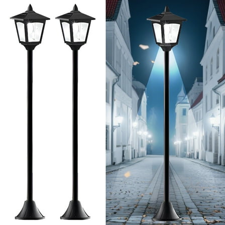 2 pack 40" Solar Lamp Post Lights Outdoor – IP65 Waterproof LED, Dusk to Dawn Sensor, for Garden, Yard, Driveway, Patio, Landscape Pathway Decoration