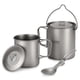 thumbnail image 3 of Copa de titanio Juego de 3 piezas de titanio ligero Titanio 750 ml Olla Taza de agua de 450 ml con t Lixada Copa de titanio, 3 of 7