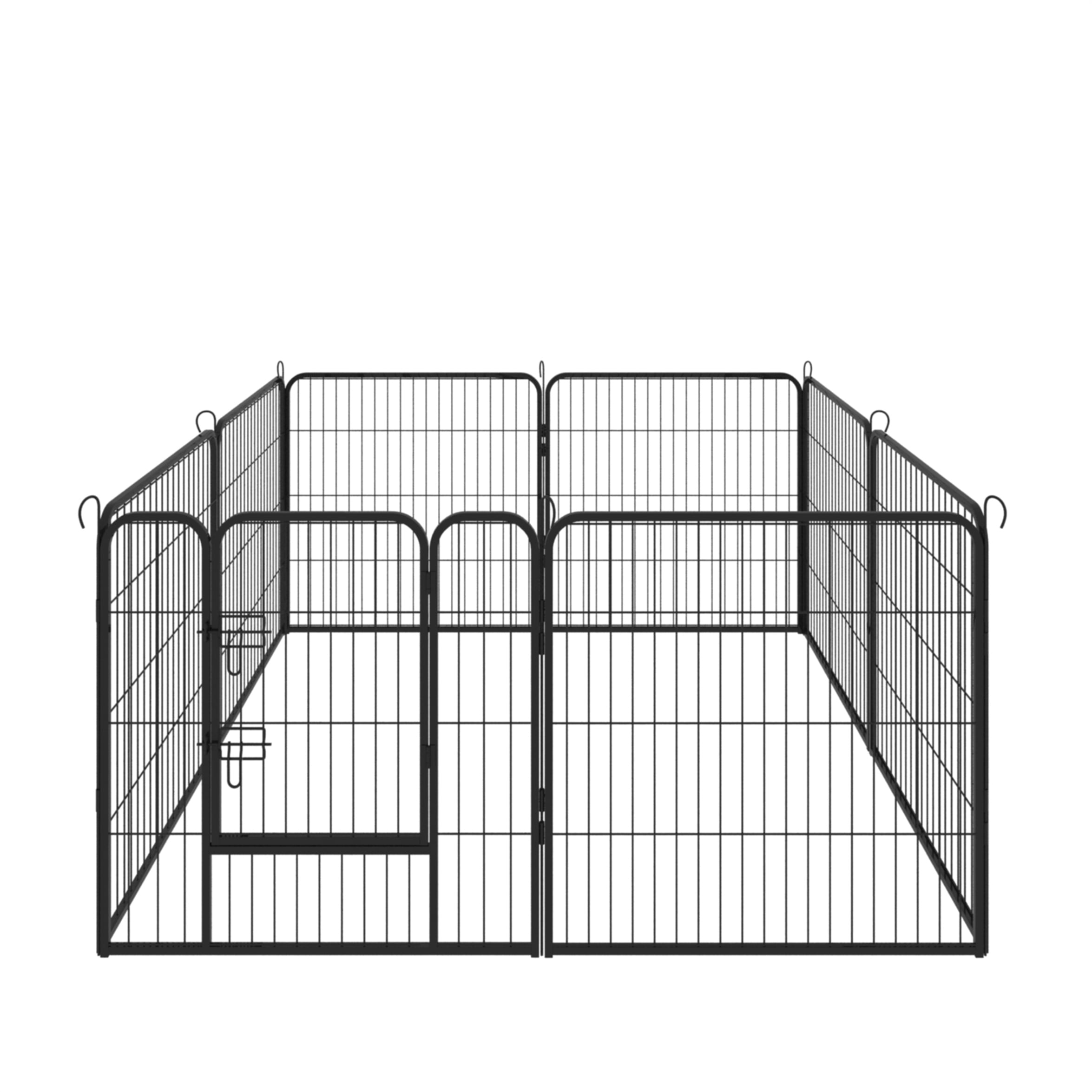 Aukfa Dog Playpen- 8 Panels 31.5" Metal Pet Dog Run Fence for Indoor and Outside Use- Foldable- Portable- Black