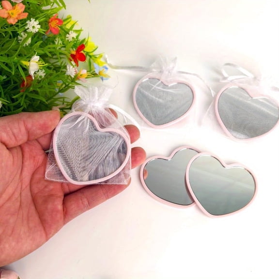Jorvazyn 20-Pack Heart-Shaped Portable Compact Mirrors, Pocket Hand Mirror Set