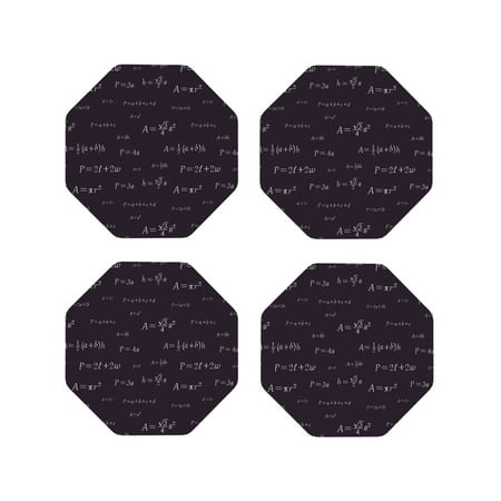 

Leather Coasters Set of 4 - black Math Print funny Lightweight Non-Slip Drink Coasters for Desk Anti-Scalding Desk Cup Coasters for Office Table Decor Octagon