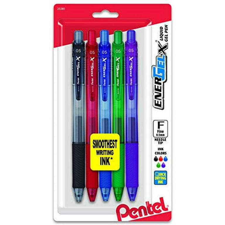 Pentel EnerGel-X Retractable Liquid Gel Pen, 0.5 mm, Assorted Colors, Pack  of 5