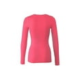 thumbnail image 3 of Bozzolo Women's RT1200 Basic Round Neck Long Sleeve T Shirt Top Coral L, 3 of 4