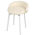 thumbnail image 4 of Cute Vanity Chair with Gold Bese, Makeup Desk Chair with Low Back for Small Space, Leather Modern Vanity Stool for Bedroom Dress Room, White(Rotatable), 4 of 7