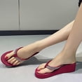 thumbnail image 4 of hlysgo Women's Sparkly Rhinestone Platform Flip Flops Thong Sandals Flower Slip on Wedge Sandals Hot Pink 5.5, 4 of 6