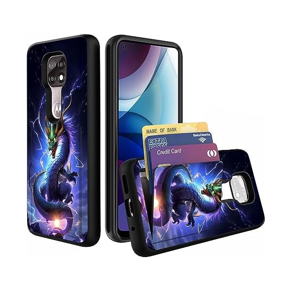 wonima11 Compatible with Moto G Power 2021 Case with Card Holder,Shockproof Armor Silicone Hybrid Rugged Protective Wallet Cover Case for Motorola Moto G Power (2021) 6.6 Inch,Darkness Dragon