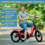 MOONCOOL TK Pro Foldable Electric Tricycle W/ Rearview mirror accessory Kit, 1500W Motor 48V 20Ah Battery, 20 Fat Tire Three Wheel 6-Speed Electric Mountain Bicycle for Adults