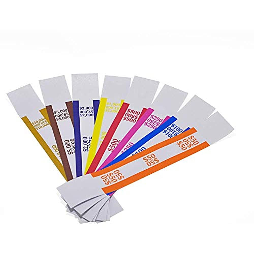 Money Bands 400 Pack Currency Straps Vibrant Colors Coded Bank Standard With X 